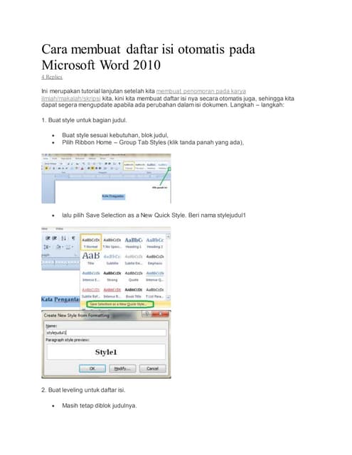 Cara membuat daftar isi otomatis pada microsoft word