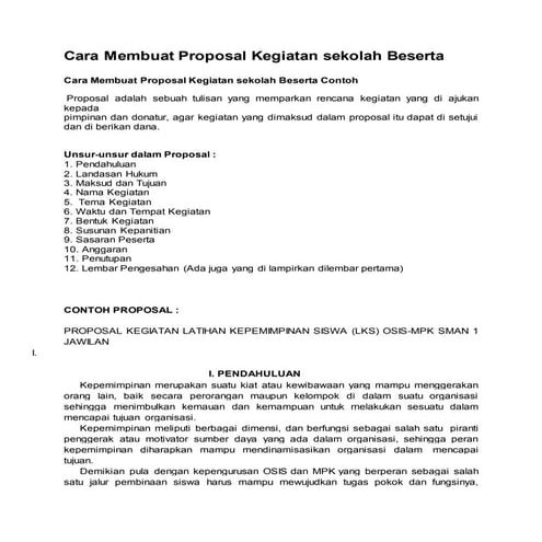 Cara membuat proposal kegiatan sekolah beserta | DOCX