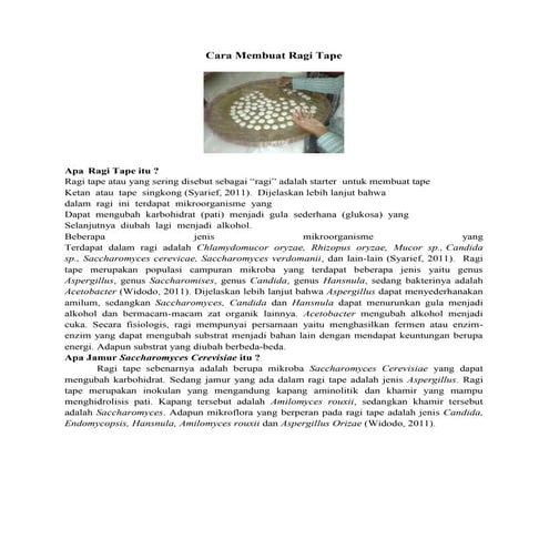 Cara membuat ragi tape | DOCX
