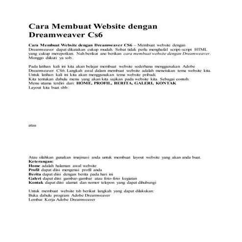 Cara membuat website dengan dreamweaver