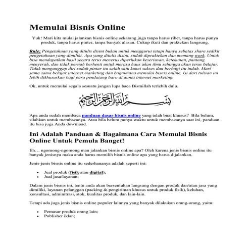 Cara memulai bisnis online