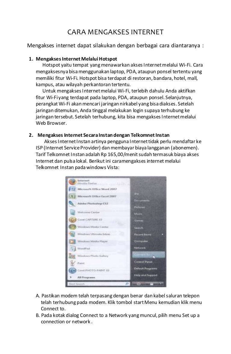 CARA MENGAKSES INTERNET CARA MENGAKSES INTERNET