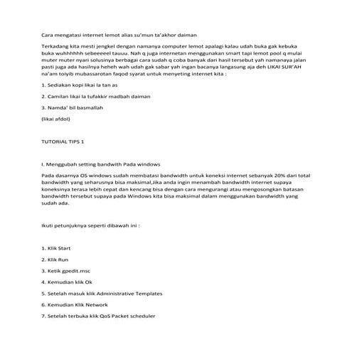 Cara mengatasi internet lemot alias su