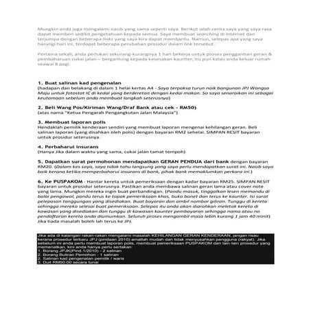 Cara menggantikan geran kenderaan hilang | DOCX