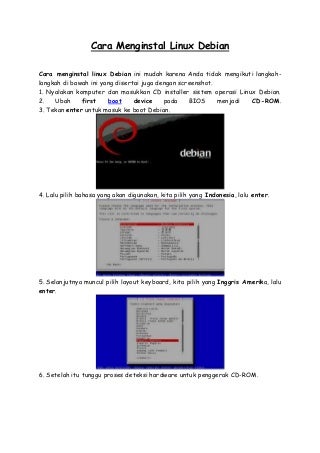 Langkah-Langkah menginstal Linux debian
