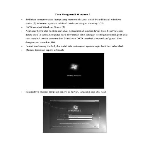 Cara menginstall windows 7