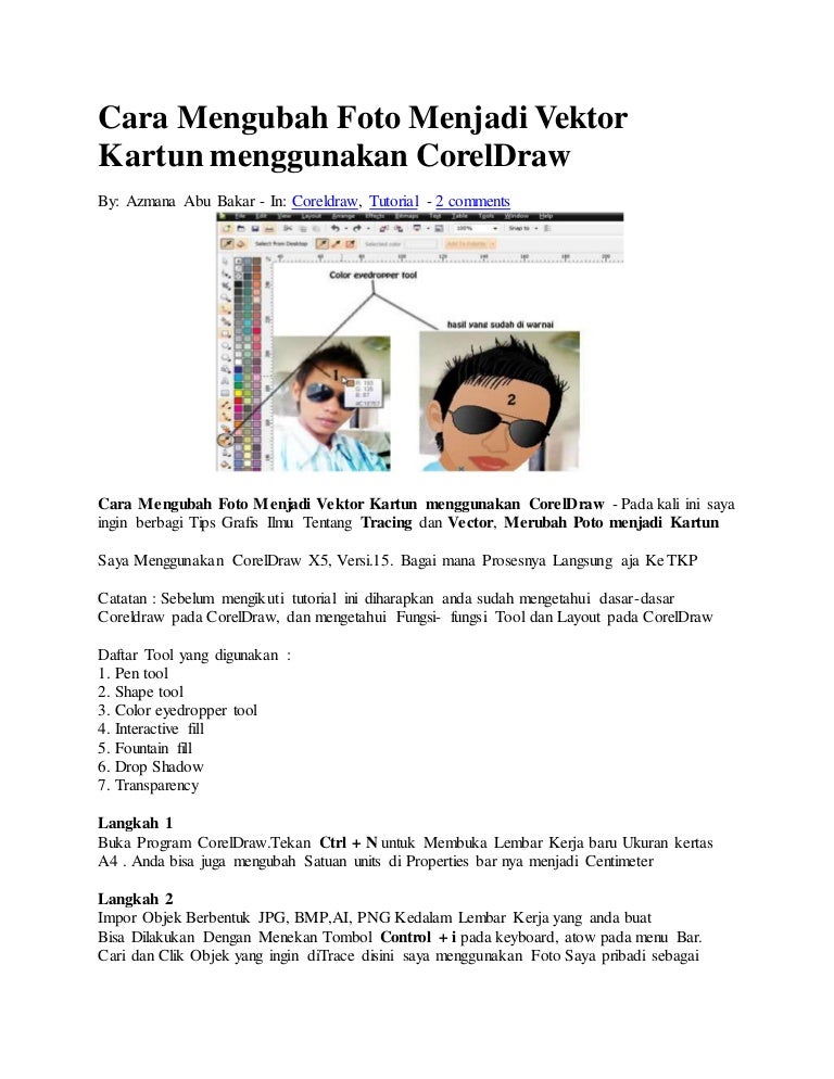 Cara mengubah foto menjadi vektor kartun menggunakan corel Cara mengubah foto menjadi vektor kartun menggunakan corel