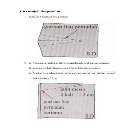 Cara menjahit lisu pemadan