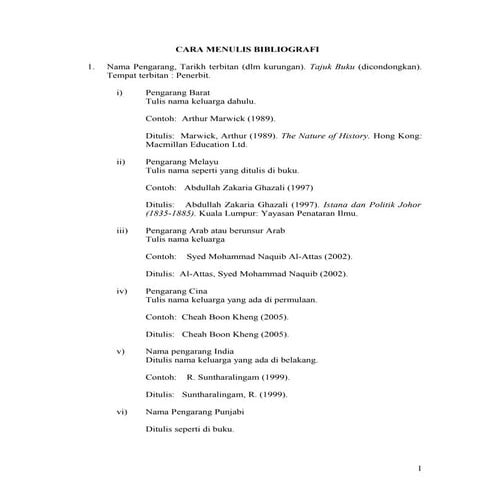 Cara menulis bibliografi