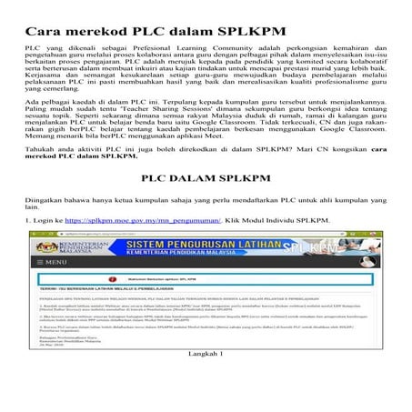 Cara merekod plc dalam splkpm | PDF