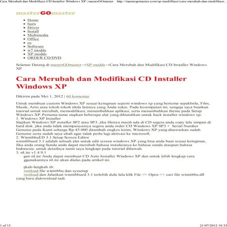 Cara merubah dan modifikasi cd installer windows xp   master g_omaster