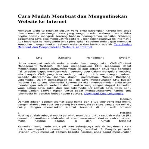 Cara mudah membuat dan mengonlinekan website ke internet