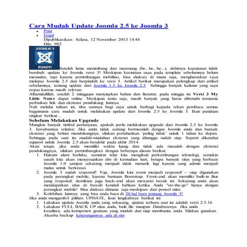 Cara mudah update joomla 2