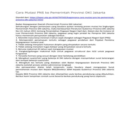 Cara Mutasi PNS ke Pemerintah Provinsi DKI Jakarta
