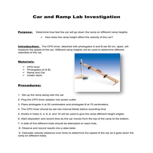 Car and ramp lab investigation