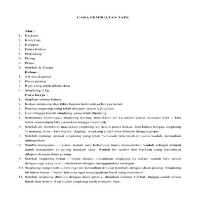 Cara membuat ragi tape | DOCX