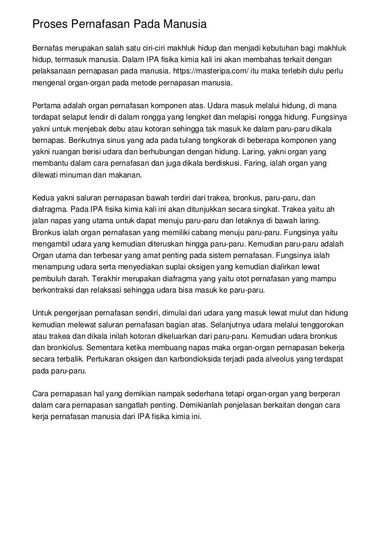 Proses Pernafasan Pada Manusia