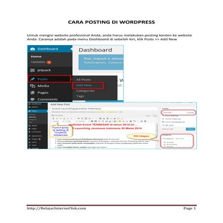 Cara posting di wordpress