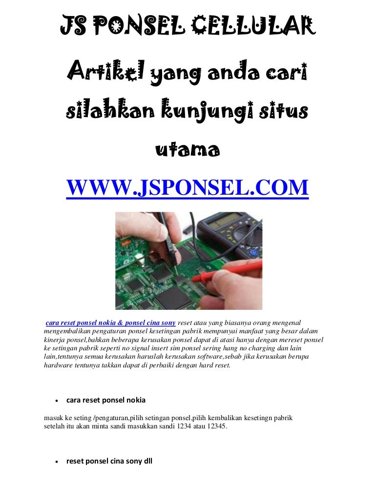 Cara reset ponsel nokia &amp; ponsel cina sony