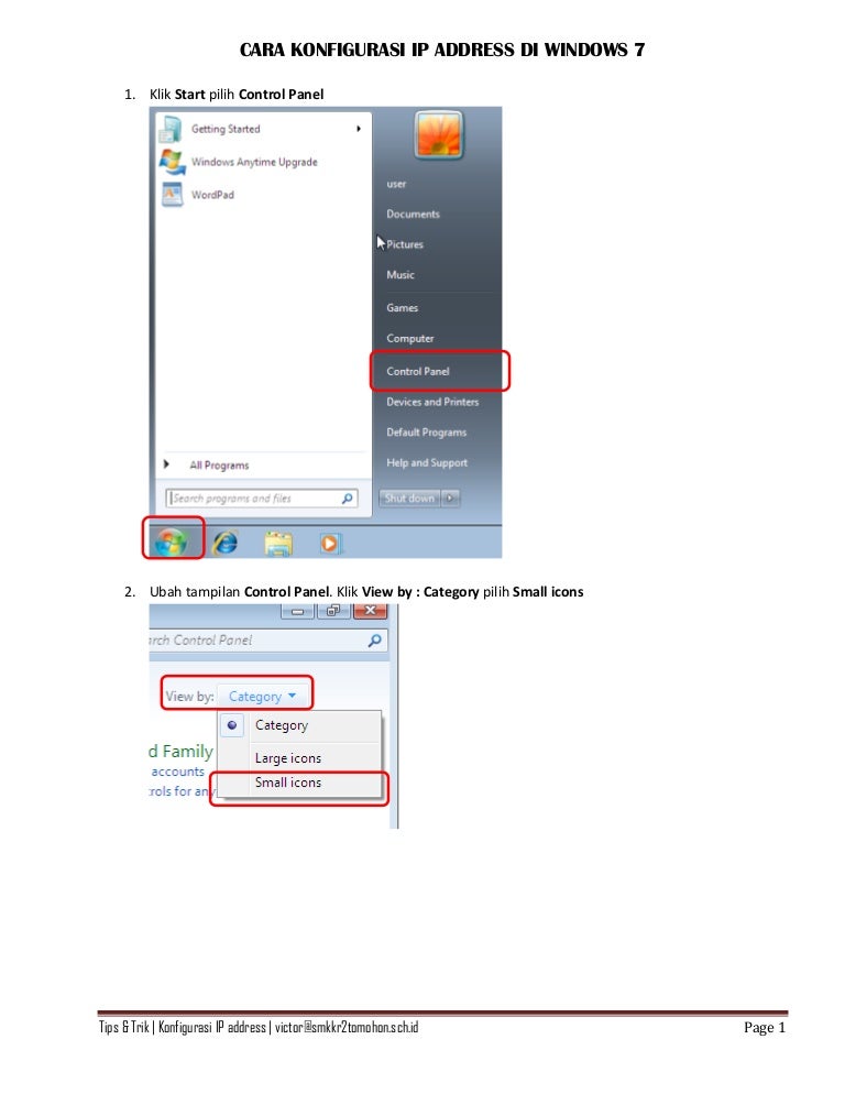 Cara setting ip address di windows 7