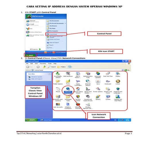 Cara setting ip address di windows xp