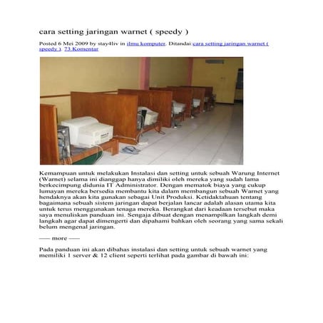 Cara setting jaringan warnet