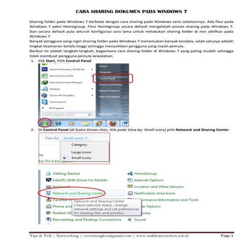 Cara sharing dokumen pada windows 7
