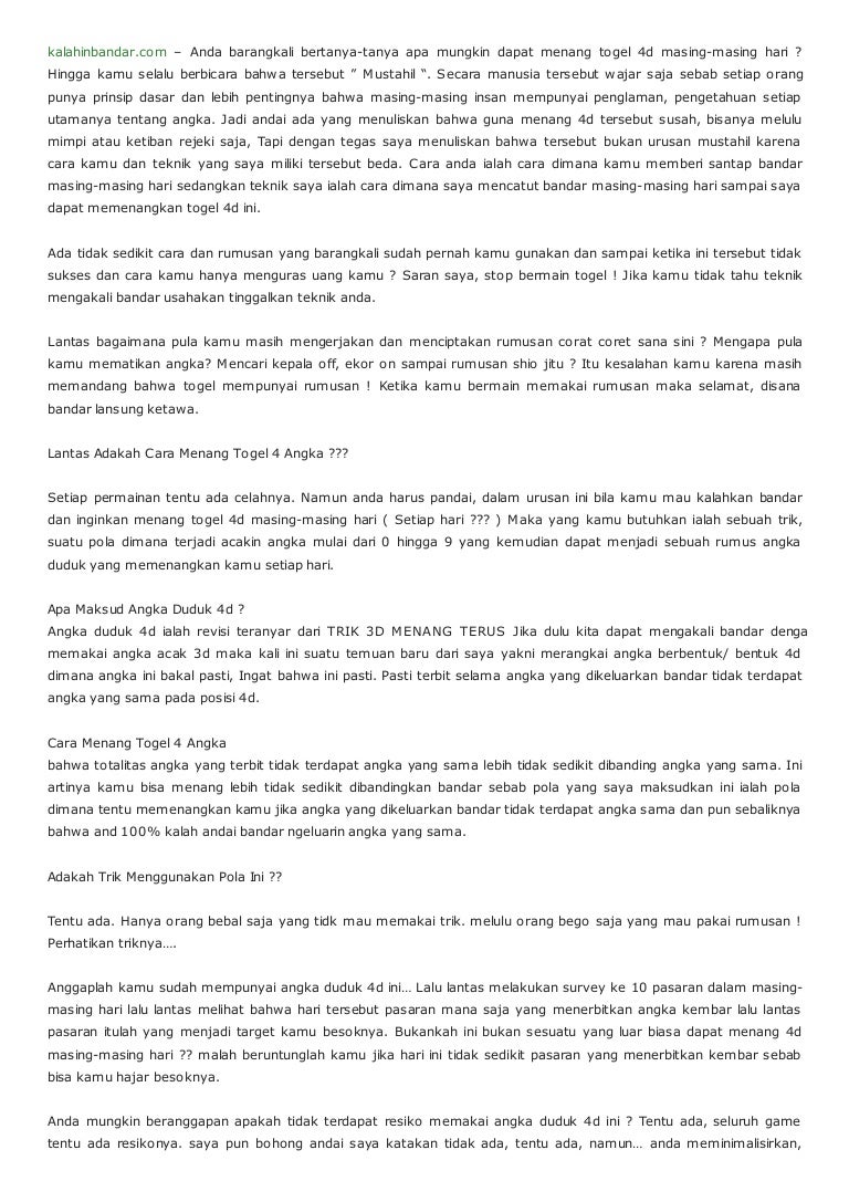 Cara Tembus Togel 4angka