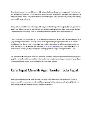 Cara tepat memilih agen taruhan bola tepat