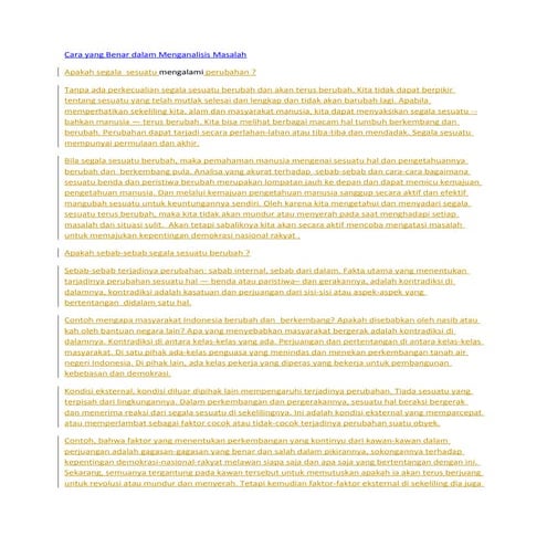 Cara yang benar dalam menganalisis masalah