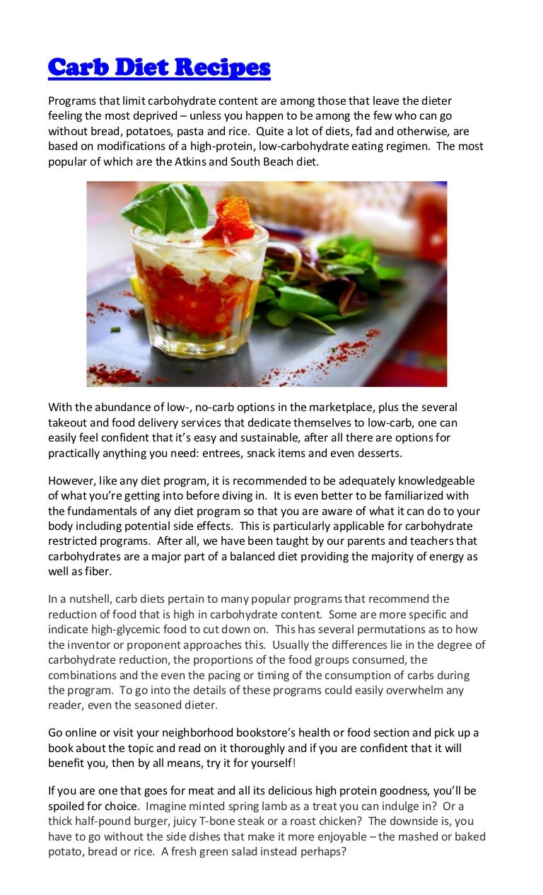  Carb Diet Recipes