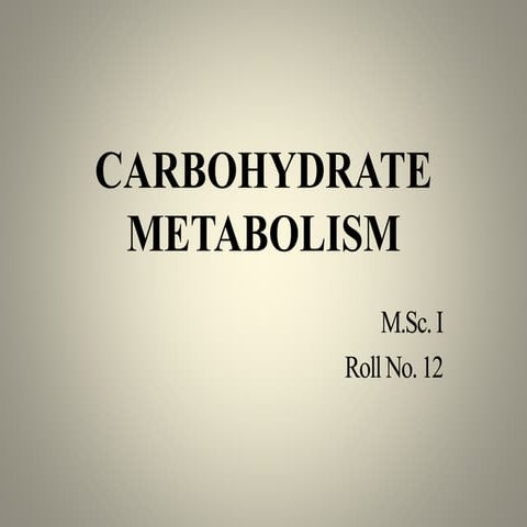 Carbohydrate metabolism