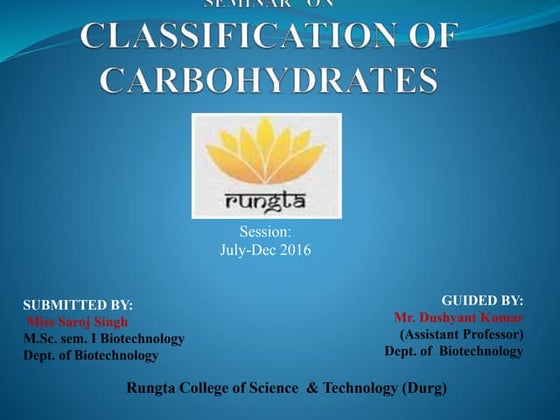 Carbohydrates and their classification | PPTX