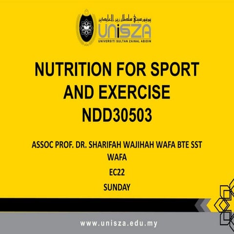 NDD30503: NUTRITION FOR SPORTS AND EXERCISE
