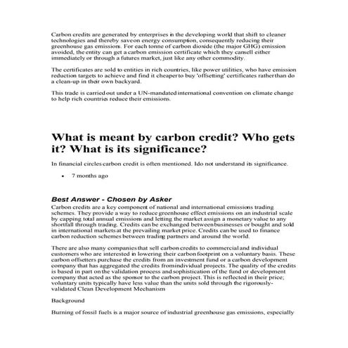 Carbon Credits