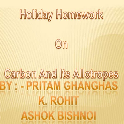 Carbon and its allotropes