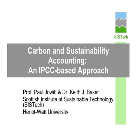 Carbon and Sustainability Accounting | Keith Baker | PPT
