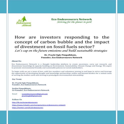 How are investors responding to the concept of carbon bubble and the impact o...