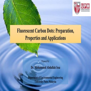 Fluorescent Carbon Dots: Preparation, Properties and Applications | PDF