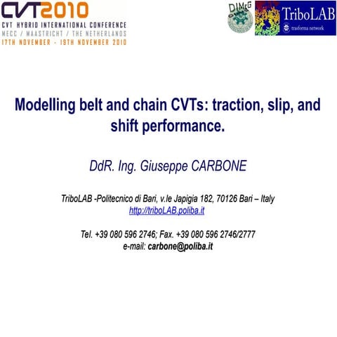 Advanced Modelling of Belt and Chain CVTs: Traction, Slip, and Shift ...