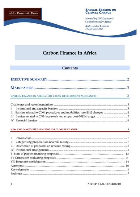 Carbon Finance in Africa