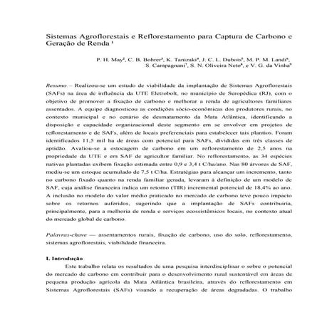 Sistemas Agroflorestais e Reflorestamento para Captura de Carbono e Renda