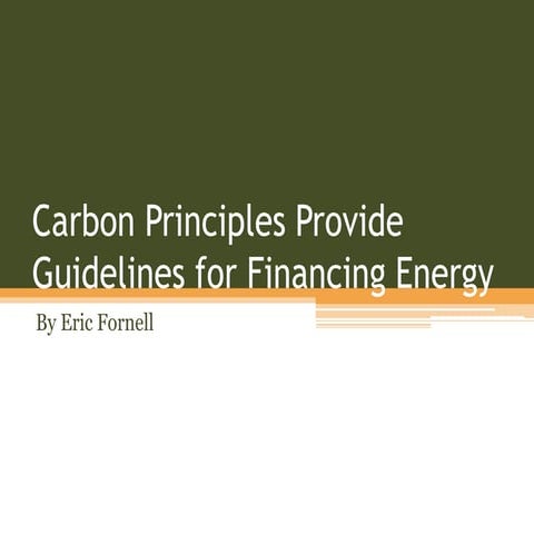 Carbon Principles Provide Guidelines for Financing Energy