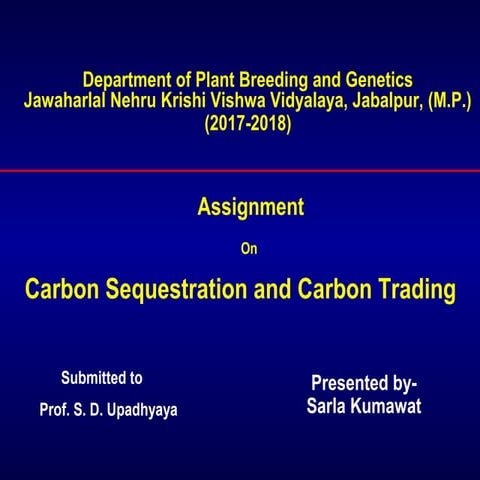 Carbon sequestration and carbon trading 