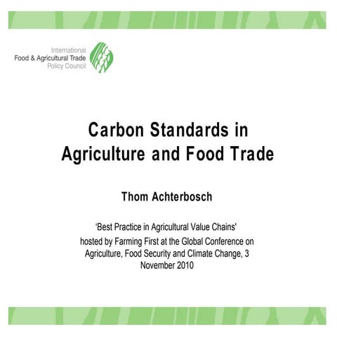 Carbon standards in agriculture and food trade
