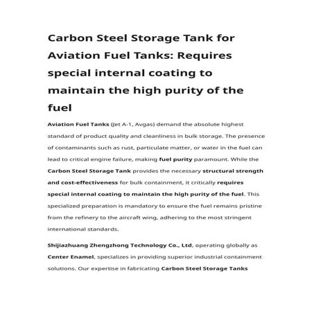 Carbon Steel Storage Tank for Aviation Fuel Tank Used for the shell ...