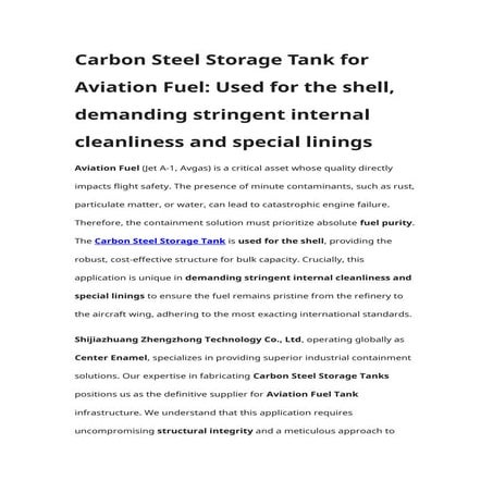 Carbon Steel Storage Tank for Aviation Fuel Tank Used for the shell ...