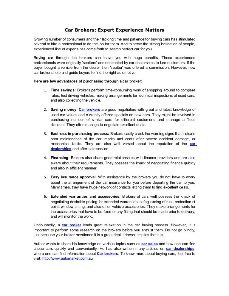 how do car brokers work