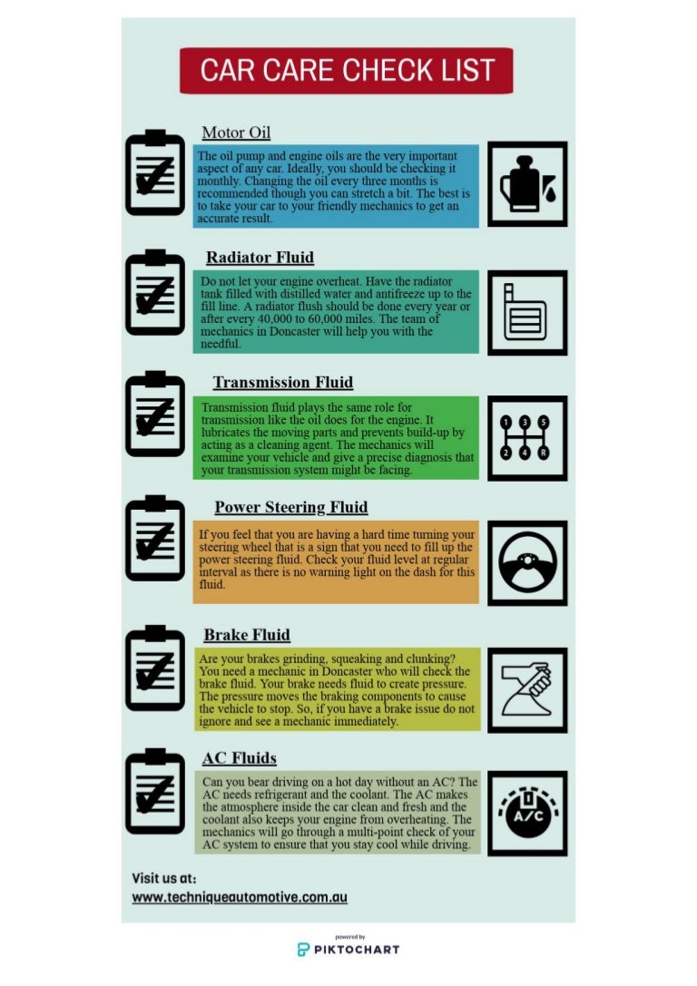 Car Care Checklist - Infographics