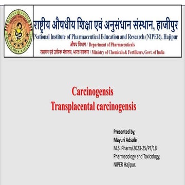 CARCINOGENESIS TRANSPLACENTAL CARCINOGENESIS